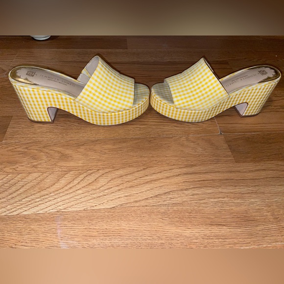 🌼Antonio Melani x Jennifer Sumko The Cove Yellow Gingham Open Platform SZ 8.5 - Picture 9 of 16